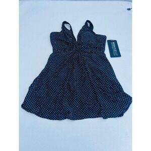 Miraclesuit Marais Polka Dot Swim Dress Black White 14DD 6532435DD